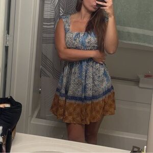 Angie Blue and Brown Flowy Dress - Make an Offer!!